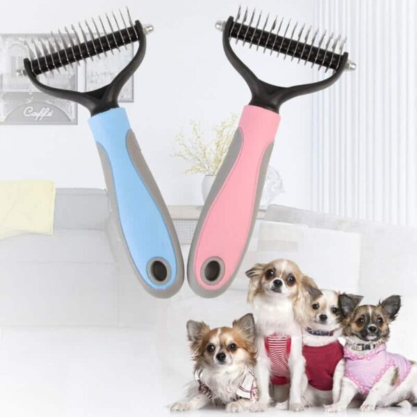 Get Pet Hair Removal Detangler Comb for Dogs Cat Double sided Brush