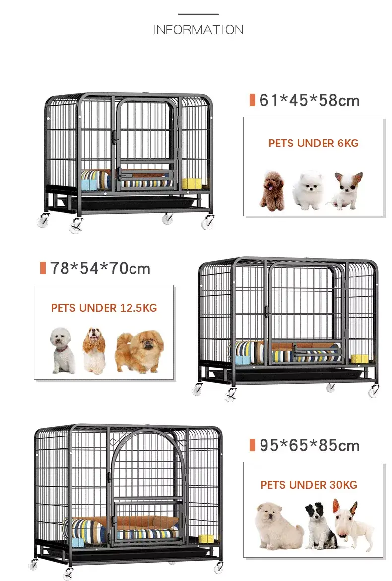 Small Medium and Large Dog Kennel House in Uganda Heavy Duty Dog Crate, with Wheels & Toilet Tray, Dog Kennel House