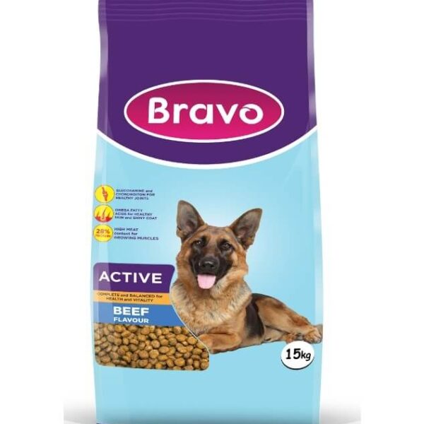 Bravo Active Dry Dog Food Beef Flavour
