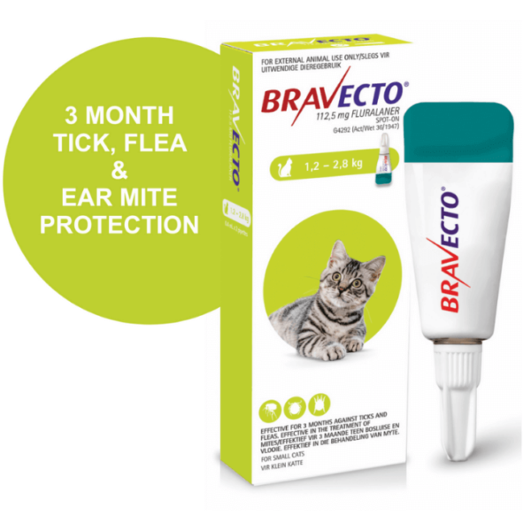 Petsasa Bravecto Spot-On Topical Solution for Small Cats 1.2-2.8 Kgs in Uganda
