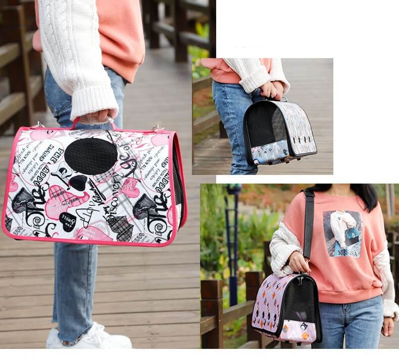 Petsasa Cute Polka Cat & Dog Breathable Pet Carrier Bag for Travel