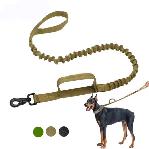 Uganda Army and Police Dog Tactical Military Walking & Training Bungee Elastic Dog Leash