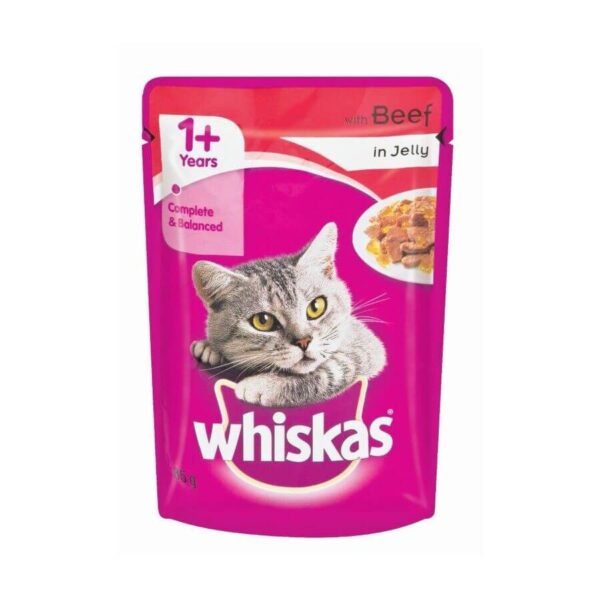 Buy Whiskas Adult (+1 Year) Wet Cat Food, Beef in Gravy, 12 Pouches in Uganda