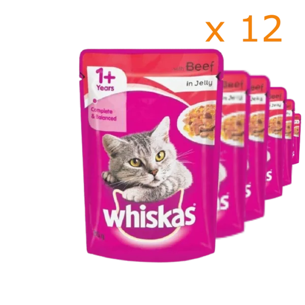 Whiskas Pouch Beef in Jelly Adult Wet Ct Food Petsasa Uganda