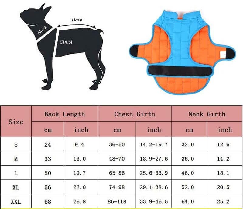 Petsasa Padded Dog Jacket for Small, Medium and Large Dogs
