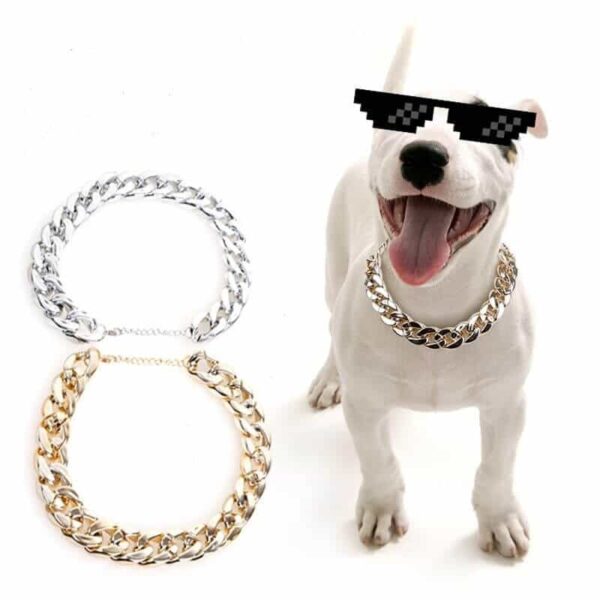 Tiny Bling for Small Dog or Puppy - Lightweight Braided Metal Look - Fits Chihuahua, Yorkie, Mini Breeds - Cute Pet Jewelry and Accessories Dog Bling Jewelry Silvery & Gold Link Chain Necklace for Dogs in Kampala Uganda