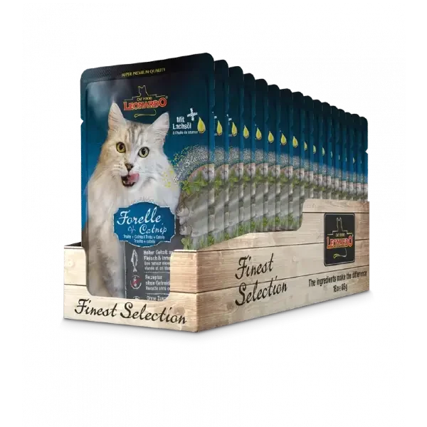 LEONARDO® Trout + Catnip Pouch Wet Cat Food Online Pet Store